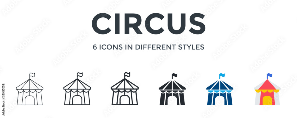 Fotografie Circus Icon In Different Style Vector Illustration