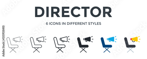 Director Icon In Different Style Vector Illustration. Designed In Thin Line, Regular Line, Bold Line, Glyph, Color Fill, And Flat Style Can Be Used For Web