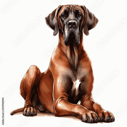 Great Dane dog isolated watercolor vector illustration svg
