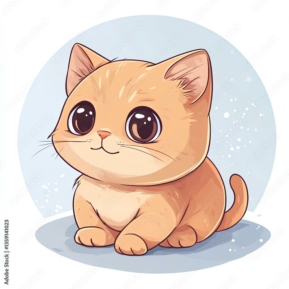 Cute baby Round-pawed cat character, cartoon, webtoon, illustration