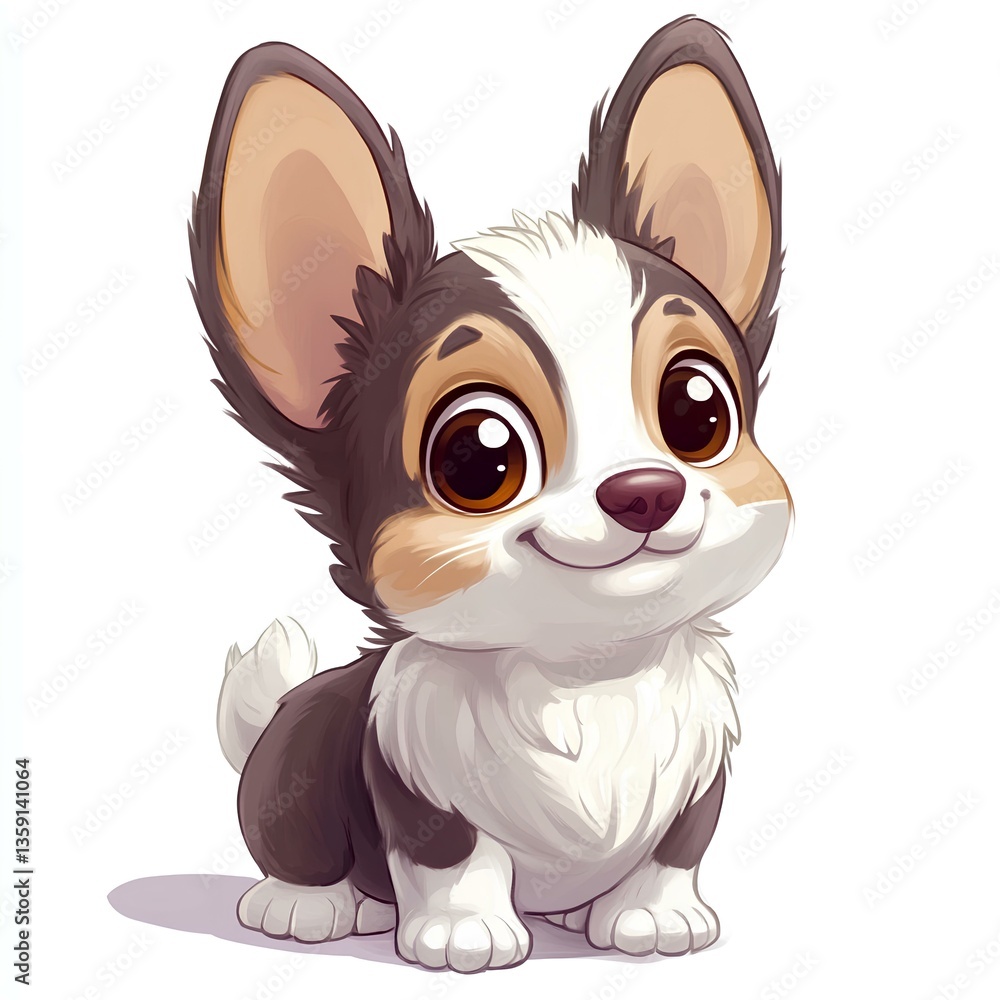 Cute baby Big-eared puppy character, cartoon, webtoon, illustration