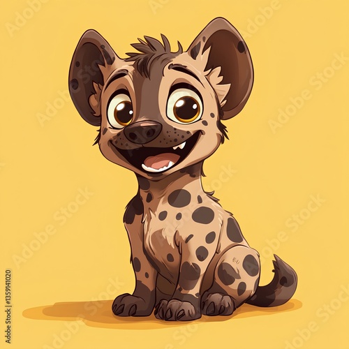 Obraz na płótnie Cute baby Giggly hyena character, cartoon, webtoon, illustration w salonie