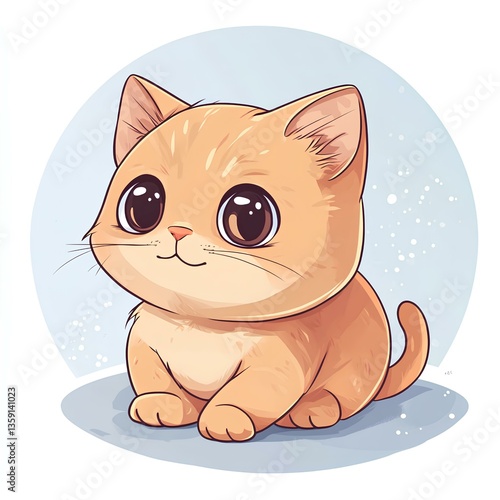 Obraz na płótnie Cute baby Round-pawed cat character, cartoon, webtoon, illustration w salonie