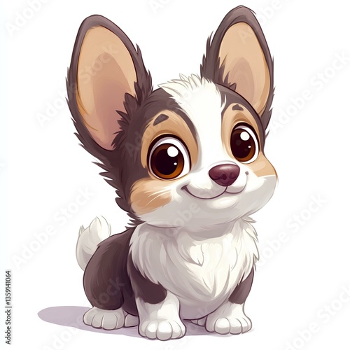 Obraz na płótnie Cute baby Big-eared puppy character, cartoon, webtoon, illustration w salonie