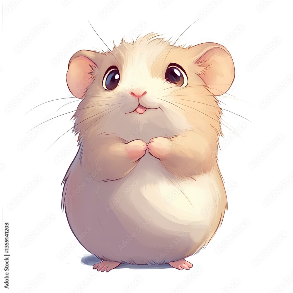 Cute baby Chubby hamster character, cartoon, webtoon, illustration