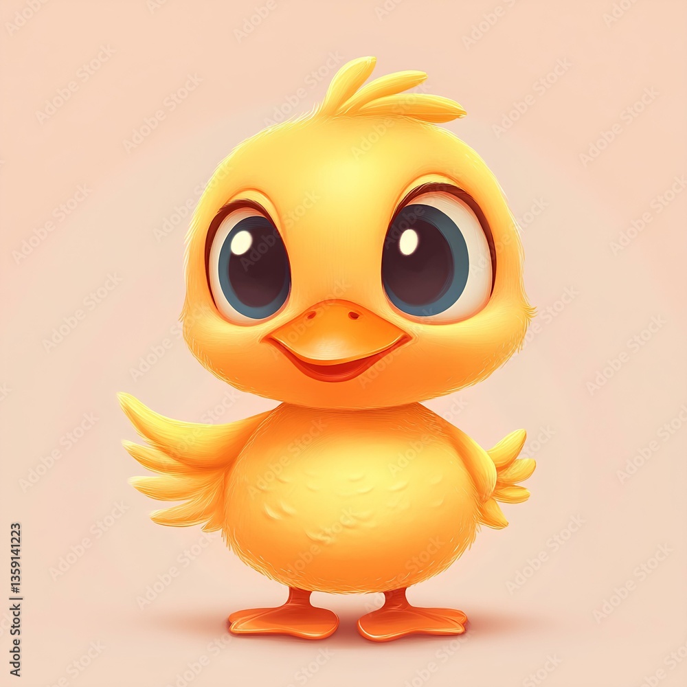Cute baby Dizzy duck character, cartoon, webtoon, illustration