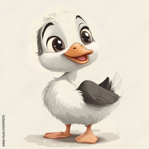 Obraz na płótnie Cute baby Dizzy duck character, cartoon, webtoon, illustration. w salonie