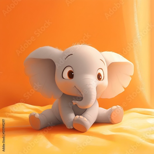 Obraz na płótnie Cute baby Tiny elephant character, cartoon, webtoon, illustration w salonie