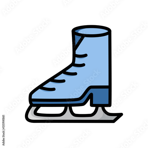 Blue ice skating shoe with silver plate