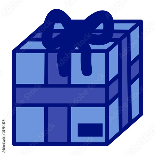 Blue gift box with big ribbon