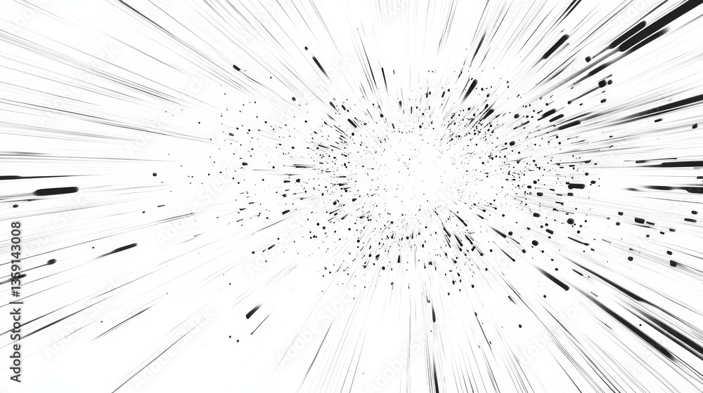 Obraz premium Dynamic black ink splatter on white background