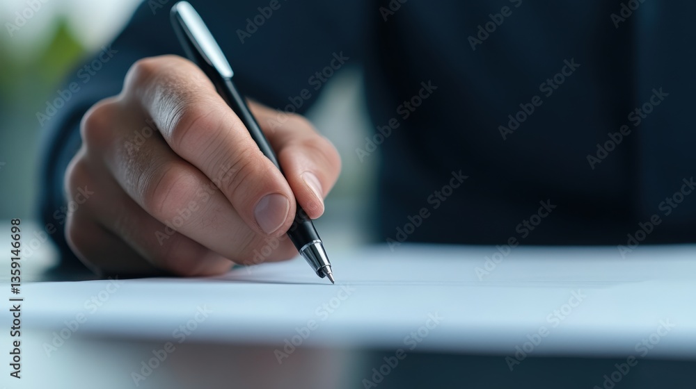 Hand with pen writing Hand with pen writing
