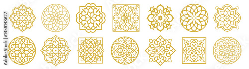 Elegant gold mandala designs, isolated vector set