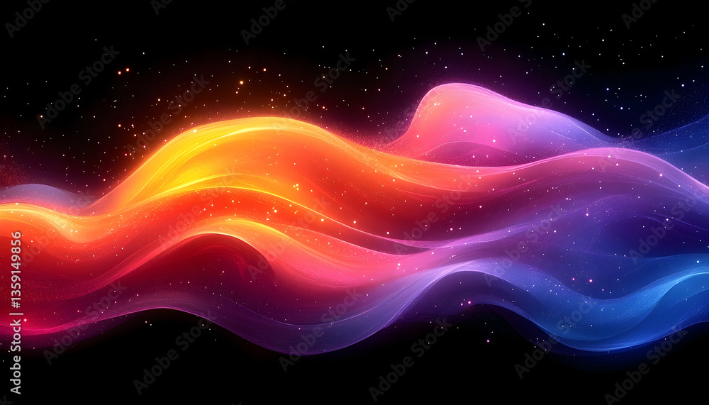 Abstract waves of vibrant color flow seamlessly across a dark background, creating a sense of motion Abstract waves of vibrant color flow seamlessly across a dark background, creating a sense of motion