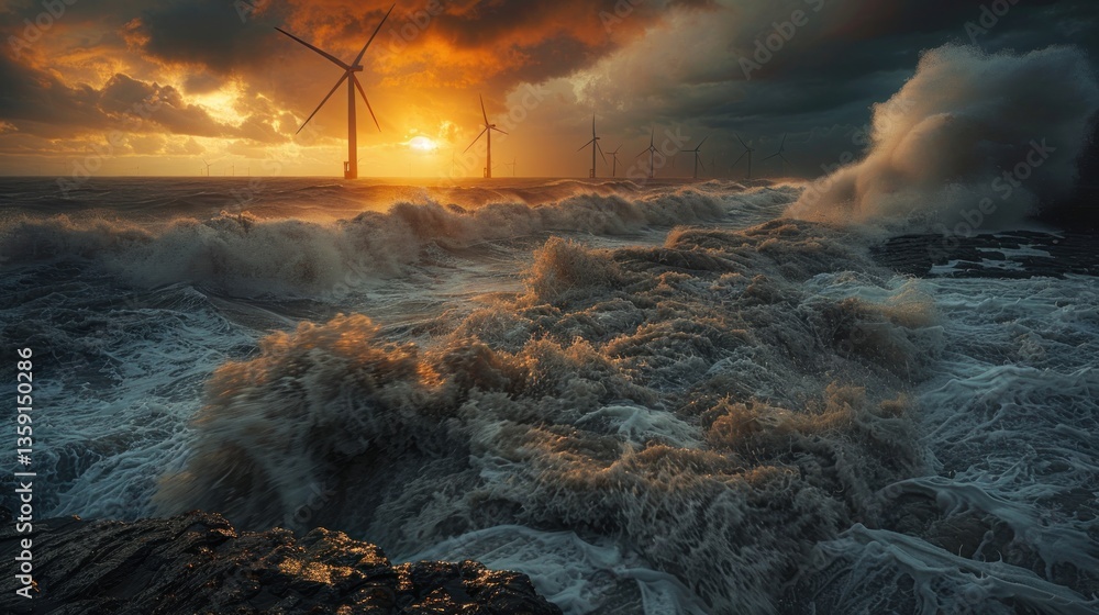 Fototapeta premium Wind Turbine Sunset