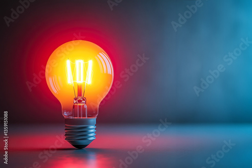 A vibrant glowing light bulb radiates warm colors, symbolizing innovation, creativity, and the concept of bright ideas.