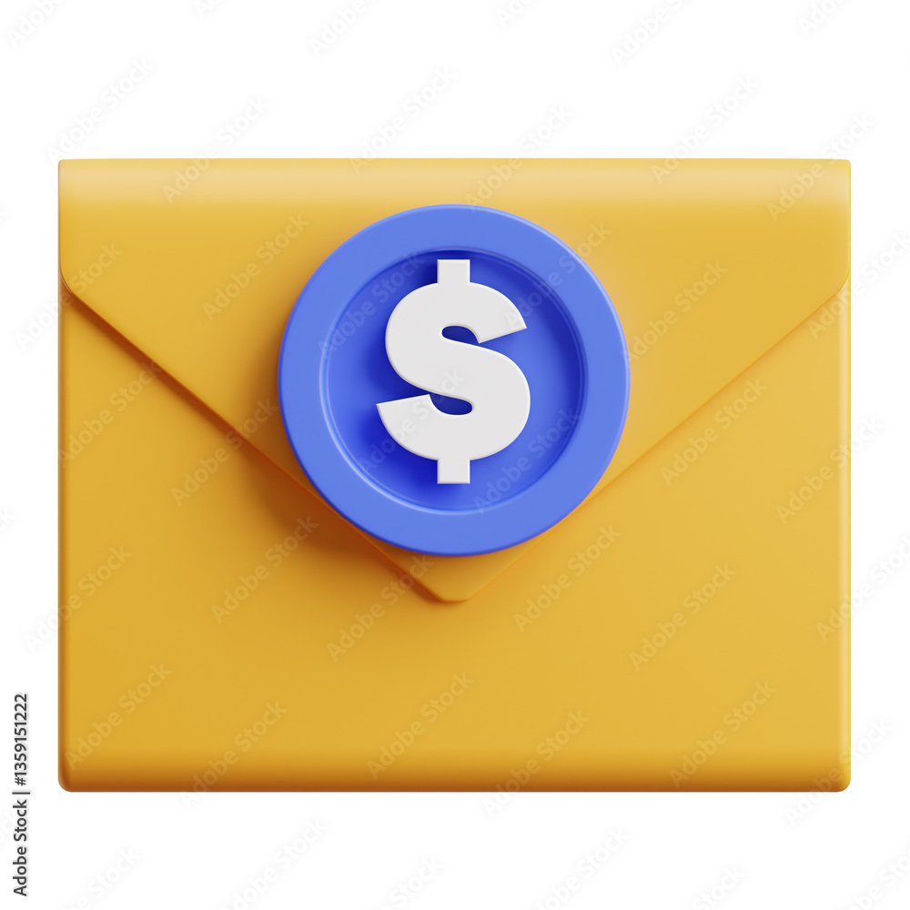 Earning Email 3d icon isolated White Background 3d rendering Earning Email 3d icon isolated White Background 3d rendering