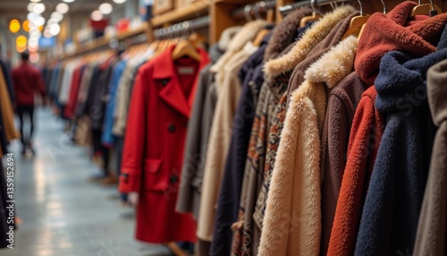 Wallpaper Mural Winter coats on racks in retail store for seasonal sale Torontodigital.ca