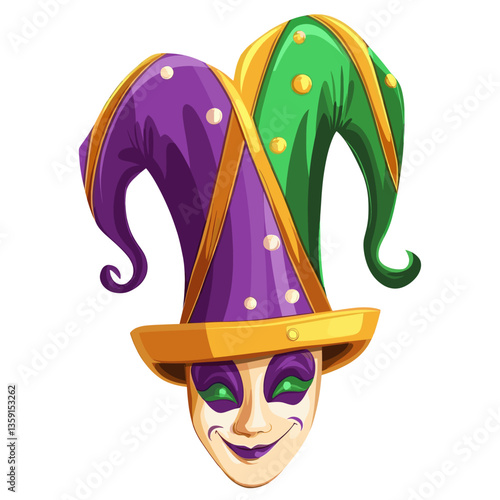 Mardi Gras hat purple carnival colorful vector