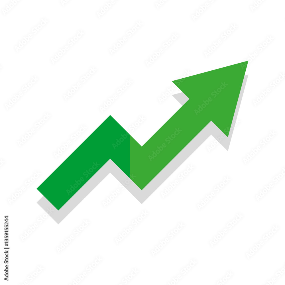 Upward green arrow. Financial growth symbol. Rising graph vector. Business success indicator. Upward green arrow. Financial growth symbol. Rising graph vector. Business success indicator.