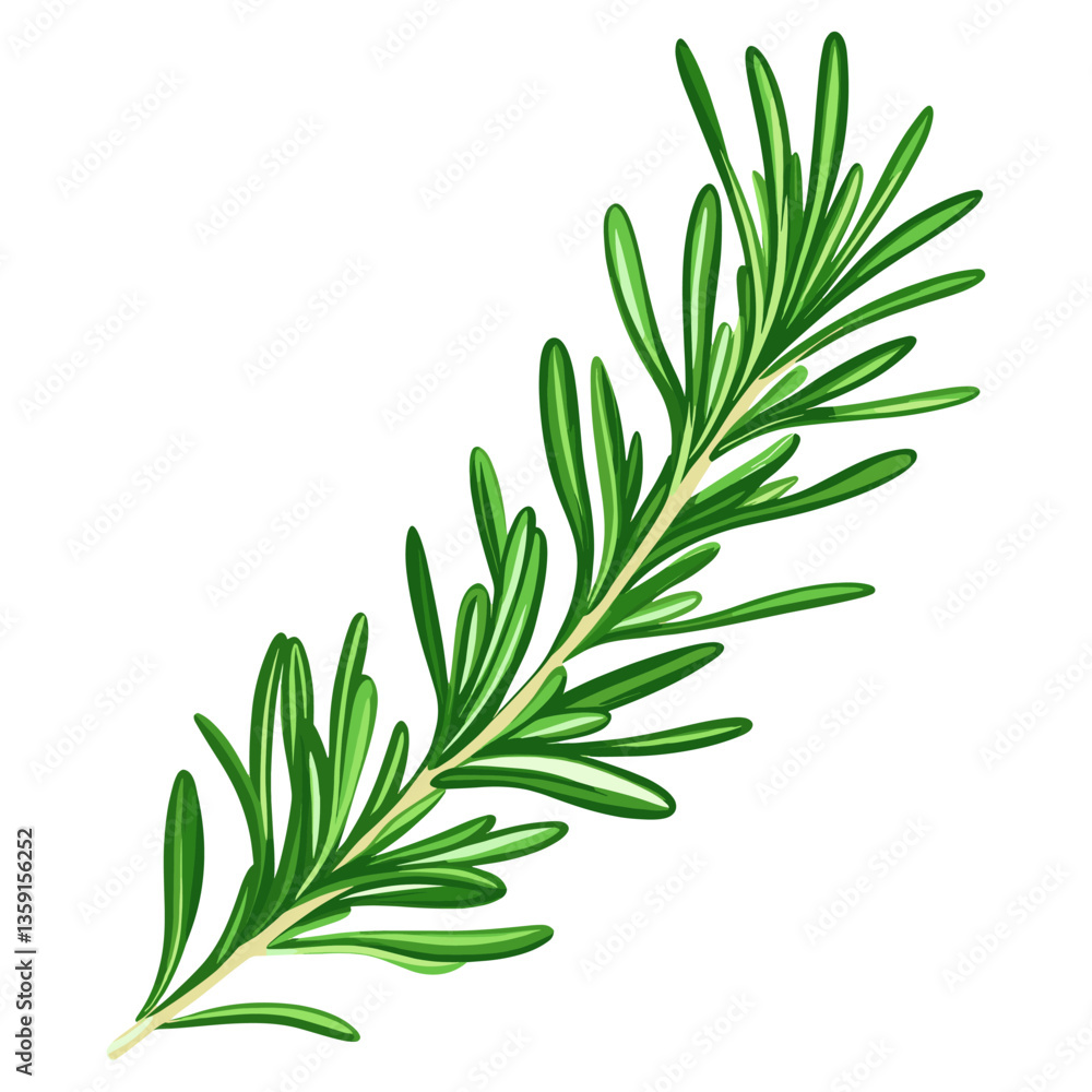 Fototapeta premium Green rosemary leaf leaves illustration plant vector