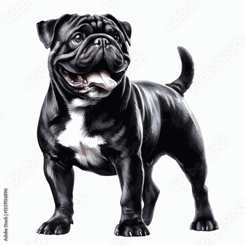 Bulldog dog isolated watercolor vector illustration svg