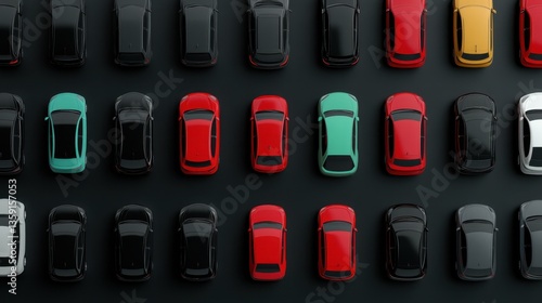 Fototapeta Naklejka Na Ścianę i Meble -  Modern parking lot with new and used cars, open space for vehicle rental and auto sales