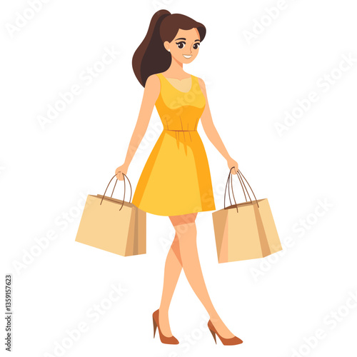 Woman shopping dress illustration cartoon vector