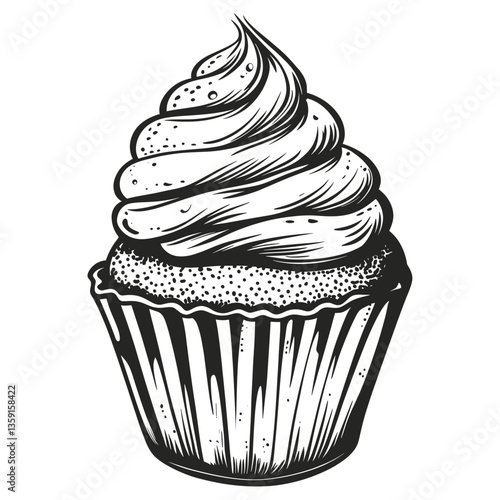 Cupcake tattoo illustration hand-drawn dessert vector