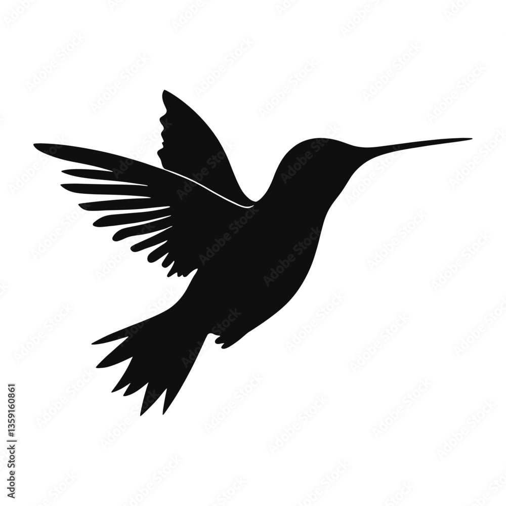 Obraz premium Hummingbird silhouette illustration black white vector