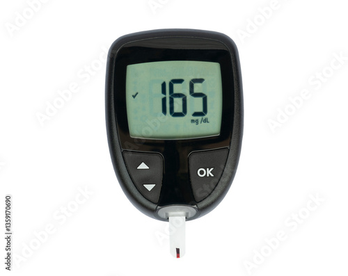 Diabetes blood sugar glucometer on transparent background (PNG File)