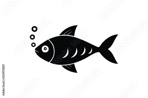 Fish with bubbles icon on white background