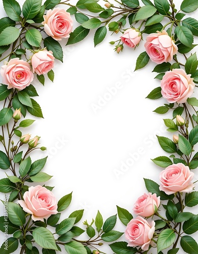 Wallpaper Mural Elegant Pink Rose Floral Border with Blank Space, Floral  banners, posters, invitations, etc. Torontodigital.ca