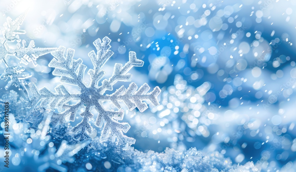 abstract blue white winter background with snowflakes and ice effect abstract blue white winter background with snowflakes and ice effect