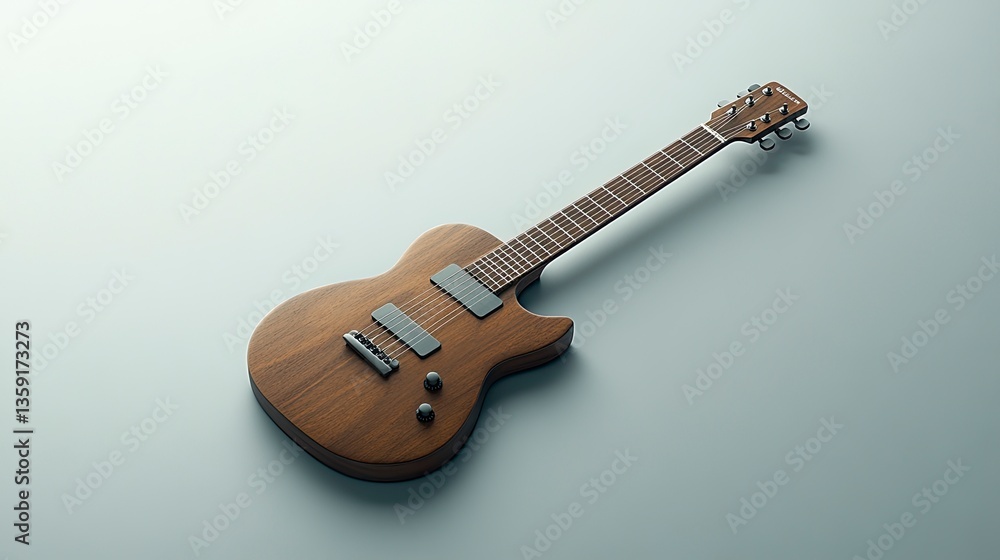 Fototapeta premium Wooden electric guitar, simple studio shot