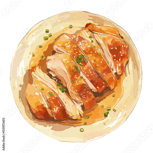 Peking duck on plate illustration food dish vector