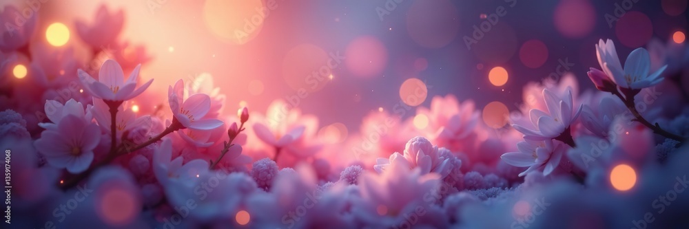Fototapeta premium A soft, dreamy background with colorful lights and bokeh effect, serene, soft
