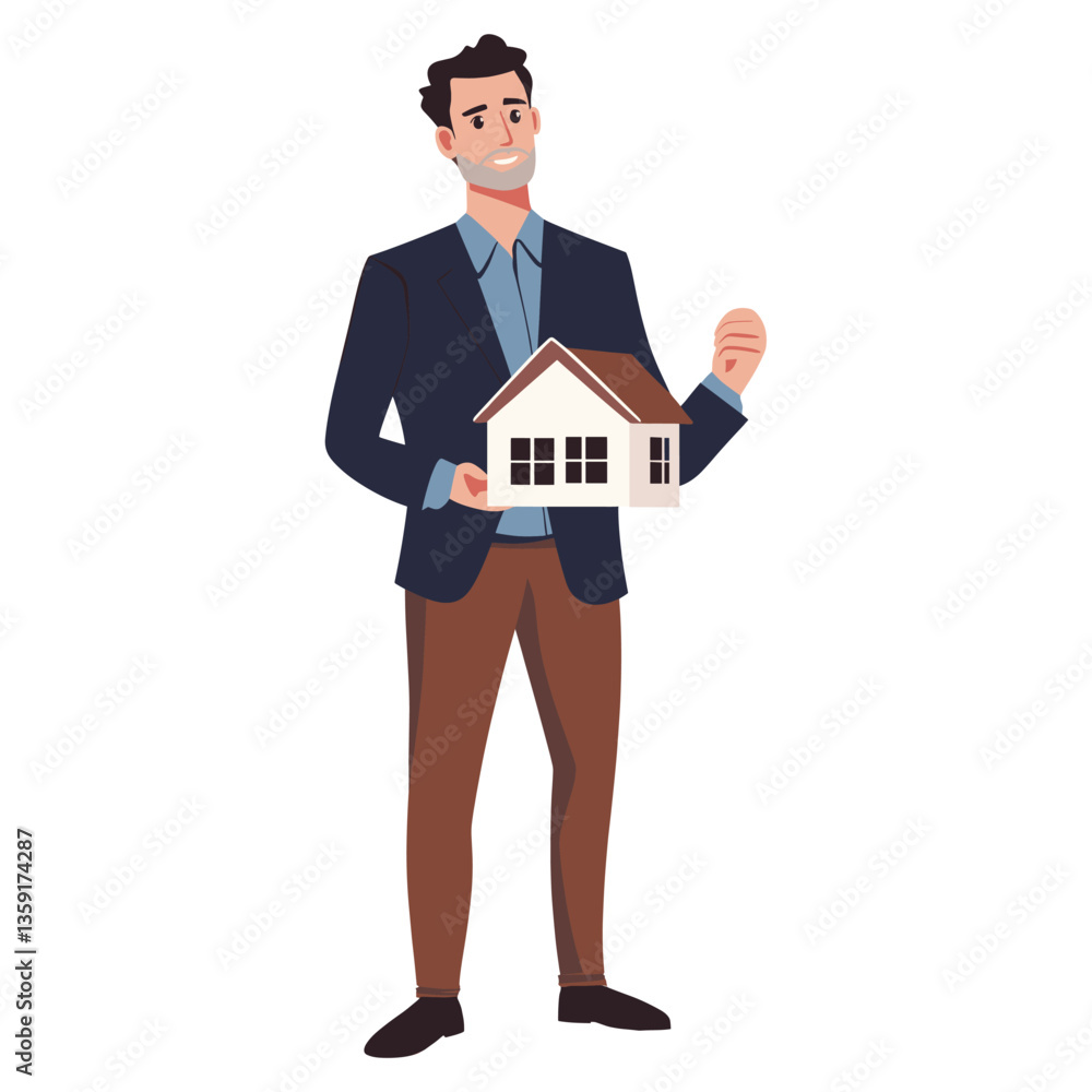Real estate dealer illustration house model vector Real estate dealer illustration house model vector