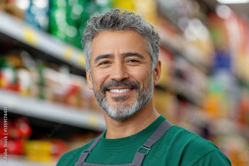 Smiling graying worker at store Smiling graying worker at store