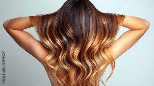 Long, wavy ombre hair cascading down a woman's back.
