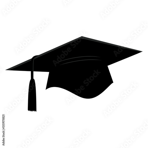 Graduation cap silhouette black achievement vector