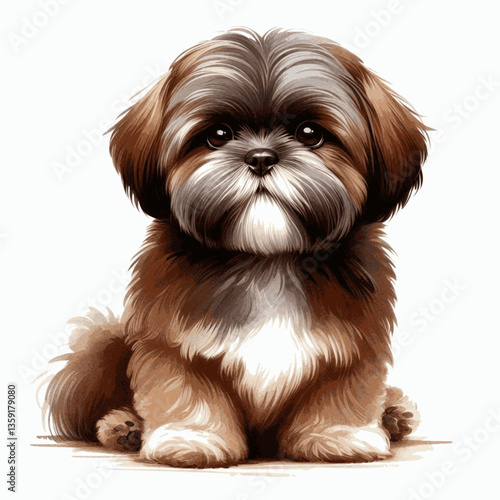 Shih Tzu dog isolated watercolor vector illustration svg