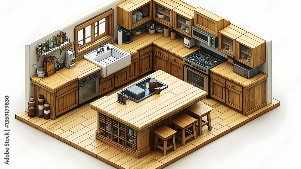3D Isometric Kitchen Design (1) 3D Isometric Kitchen Design (1)
