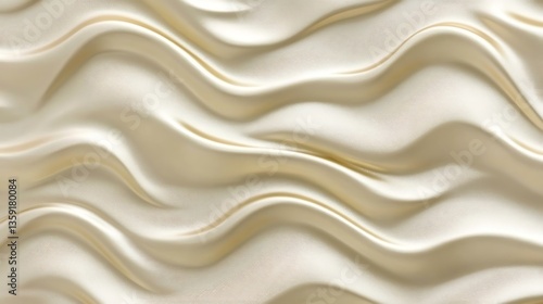 Creamy waves of off-white silk fabric texture.