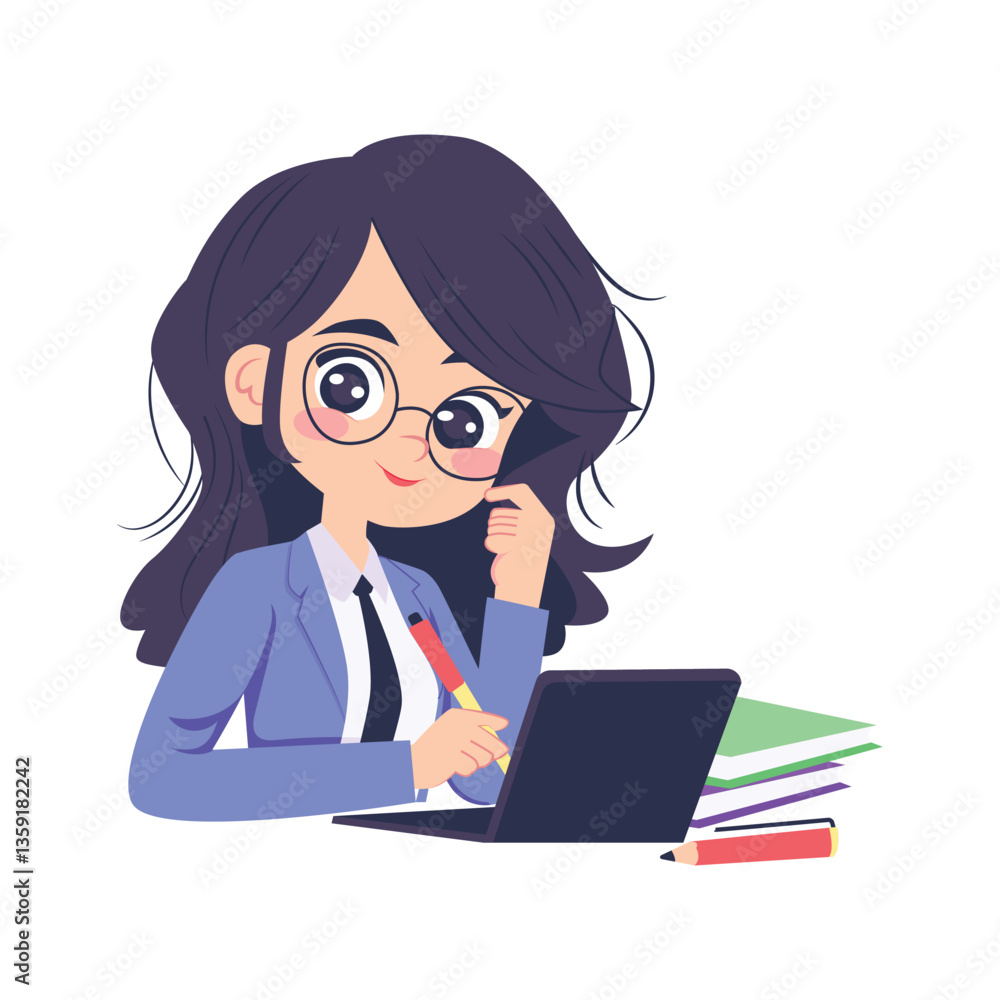 Smart Businesswoman Vector Style illustration. Eps 10 File Smart Businesswoman Vector Style illustration. Eps 10 File