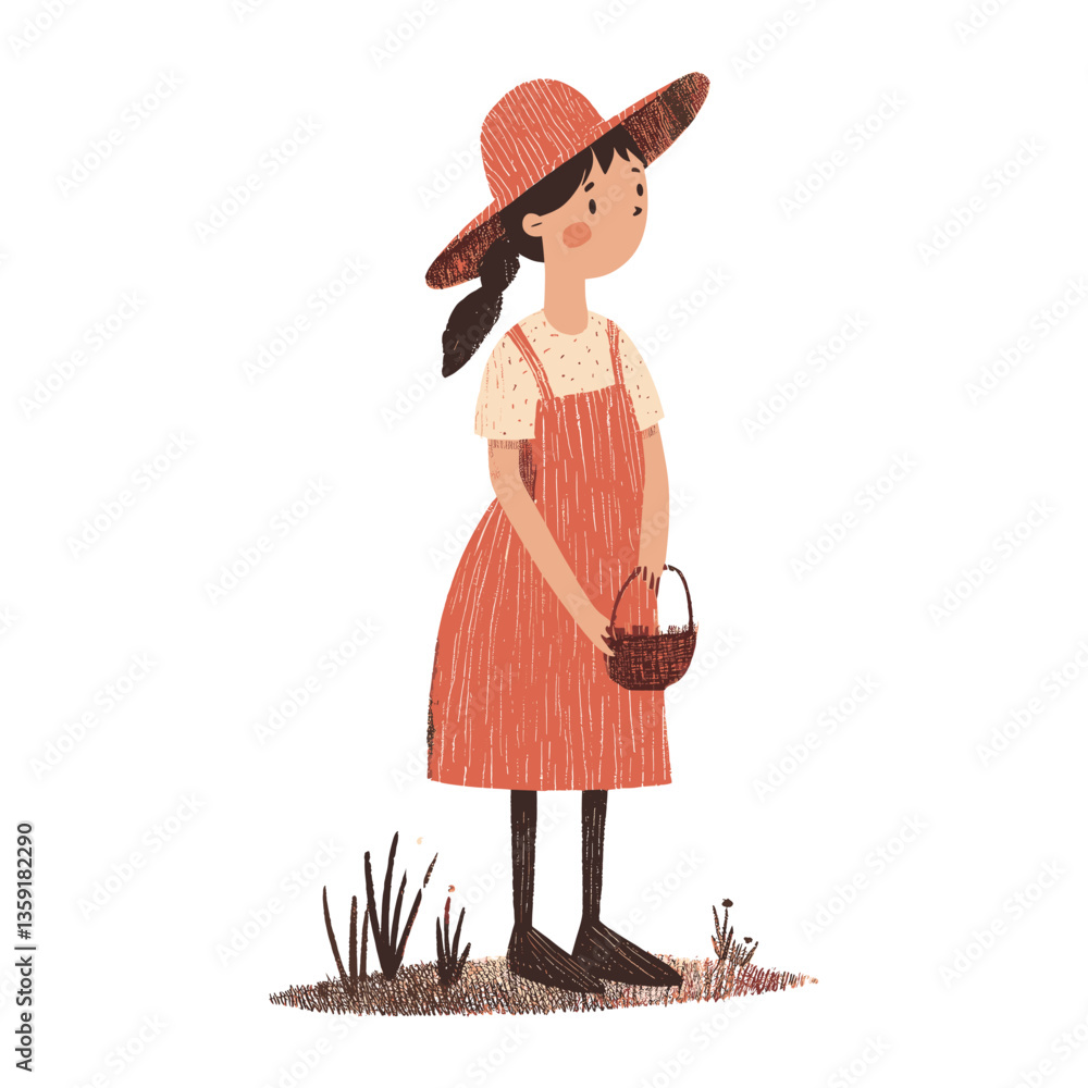 Woman farmer illustration minimalist background vector