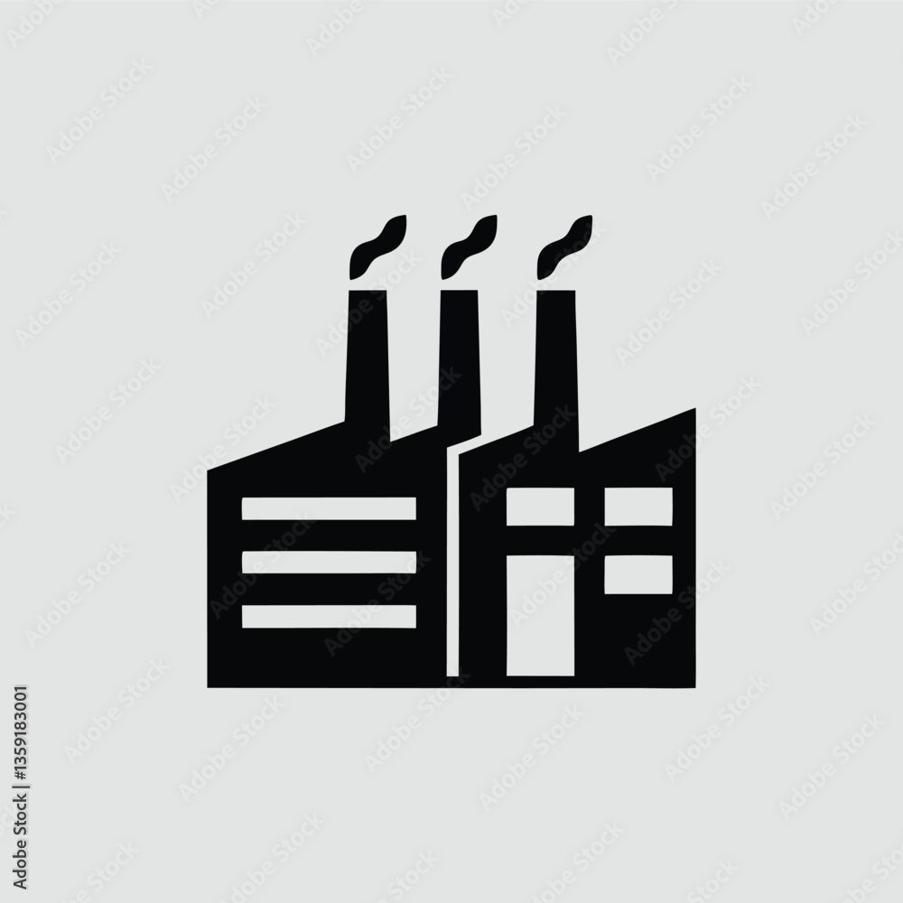 Obraz premium Factory and industrial building icons set in black silhouette design