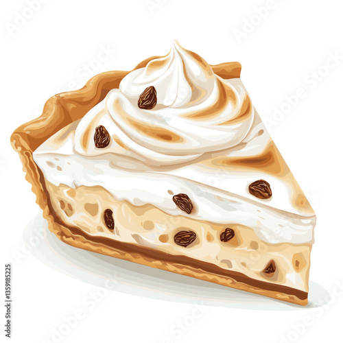 Slice of Sour Cream Raisin Pie with Whipped Topping Illustration
