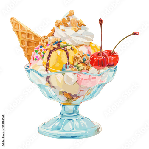 Ice Cream Sundae sundae cream illustration vector