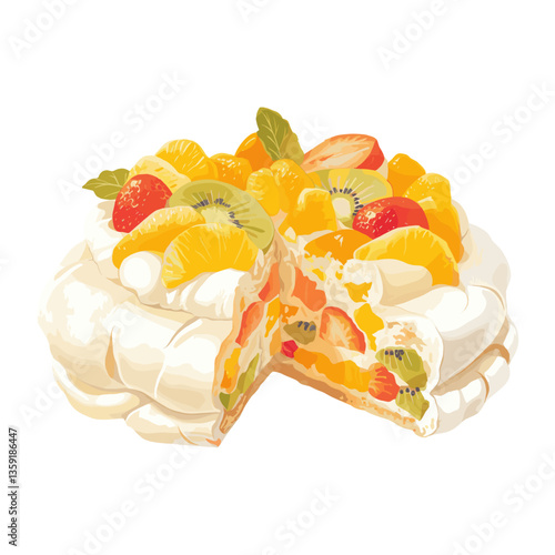 Pavlova fruit illustration colorful vector